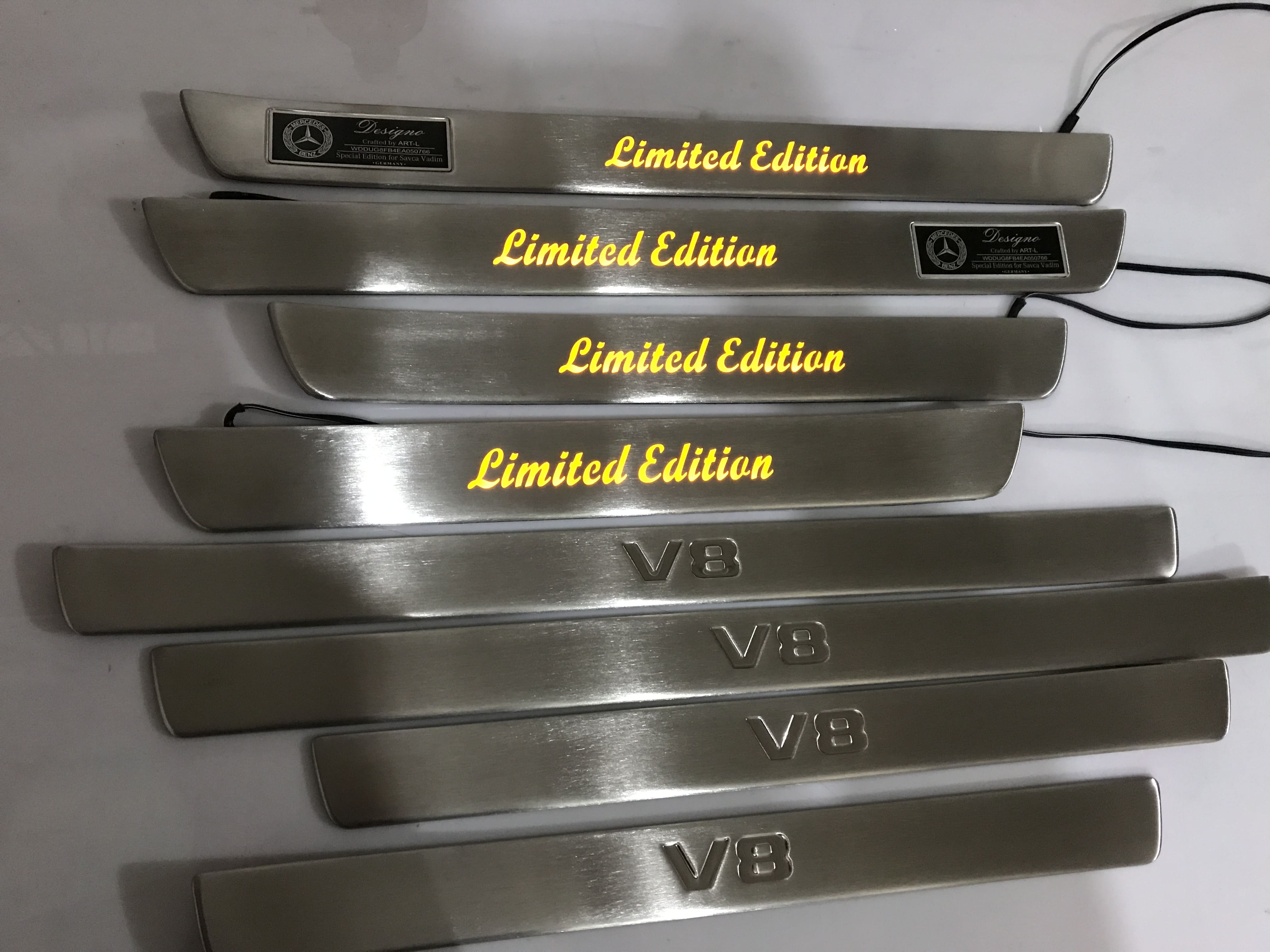 Nakładki na progi listwy srebrne Mercedes-Benz W222 2013-2020 S-klasa Limited Edition8 szt